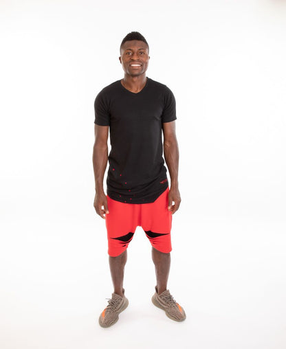 Red short trousers with black cuts - Fatai Style