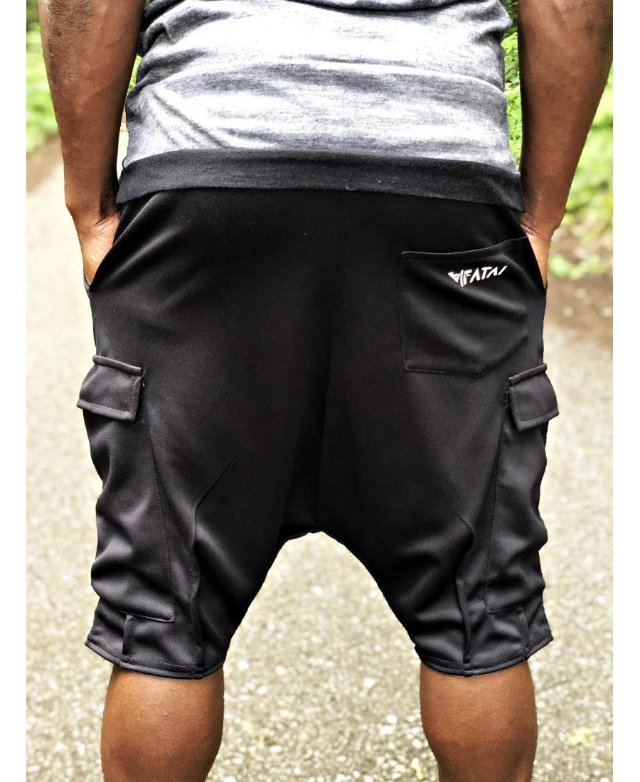 Black short trousers with outside sewing - Fatai Style