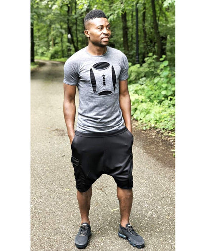 Black short trousers with outside sewing - Fatai Style