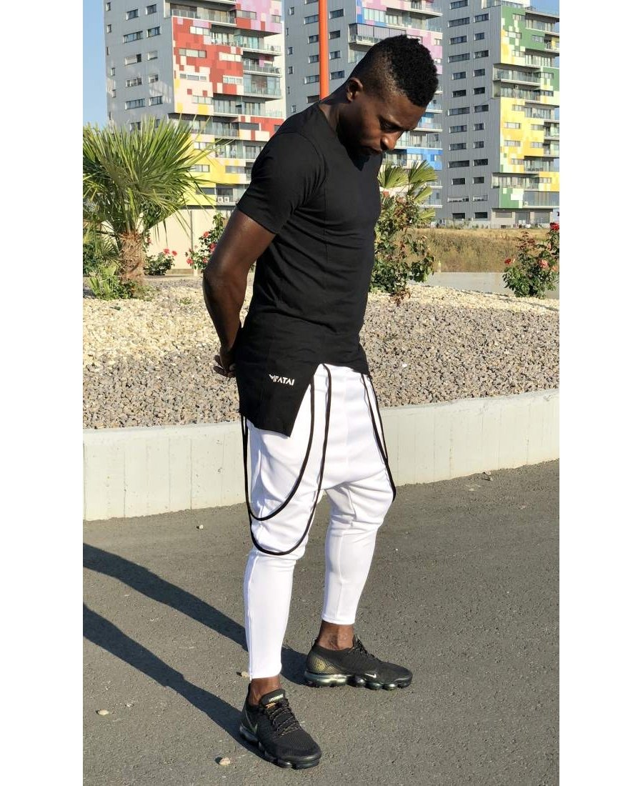 White trousers with double black design - Fatai Style