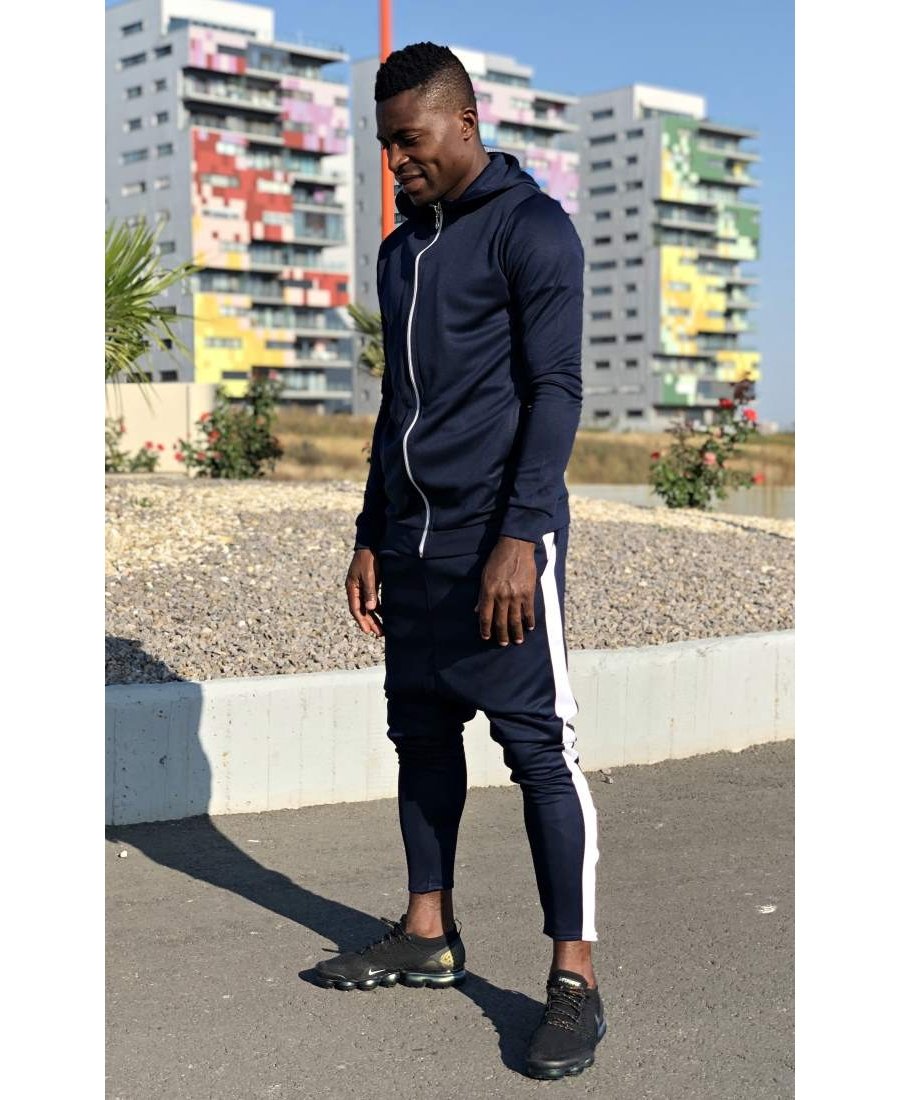 Dark blue tracksuit with white design - Fatai Style