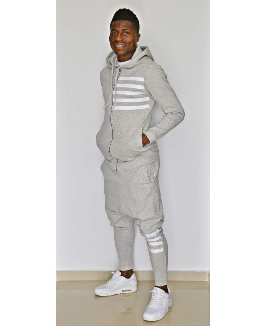 Grey tracksuit with white printed lines - Fatai Style