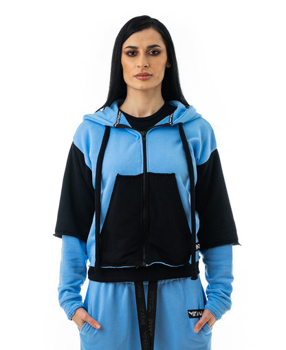 Bluza bleu si negru - tip 2in1