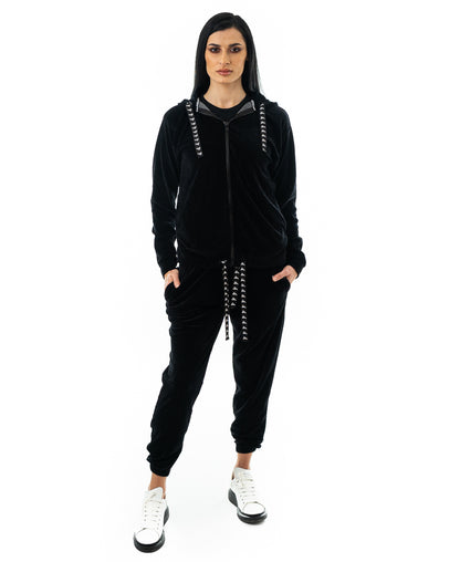 Trening negru catifea - bluza cu fermoar