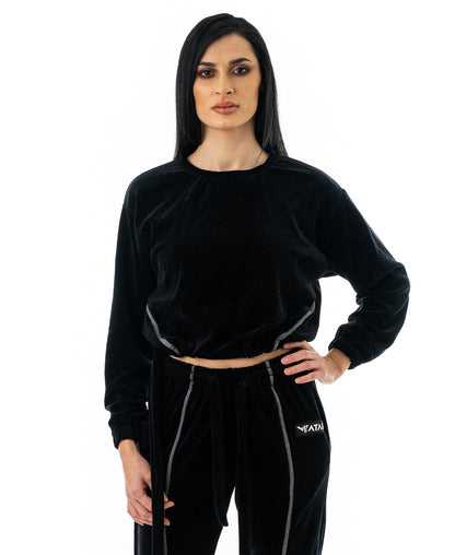 Bluza neagra de catifea