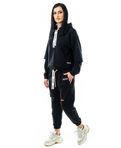 Trening dama negru - bluza fara fermoar