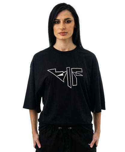 Tricou negru imprimat cu logo Fatai Style