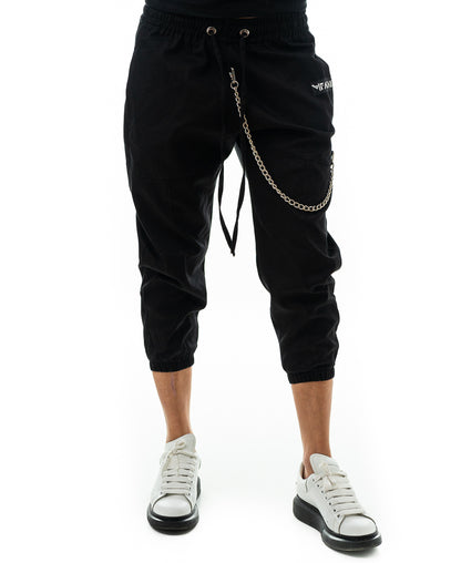 Compleu negru cu pantalon cu lant si tricou (bluza+pantalon)