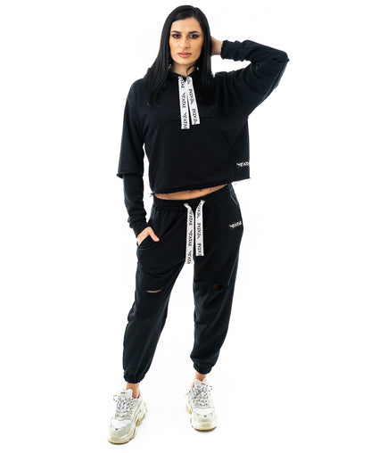 Trening dama negru - bluza fara fermoar
