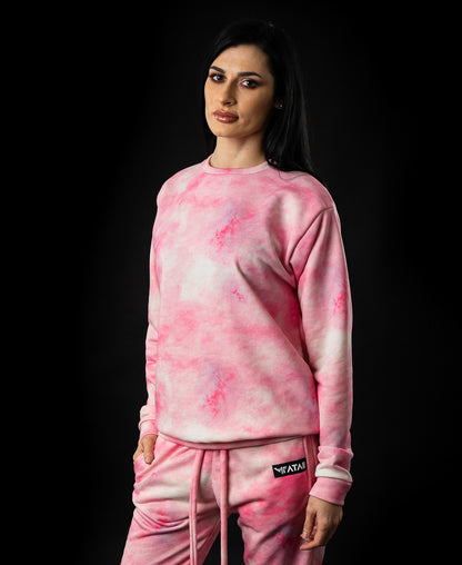 Bluza roz si alb cu maneca lunga