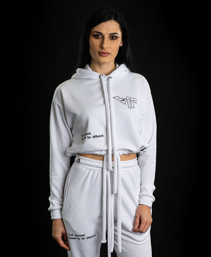 Bluza alba imprimata cu text si logo Fatai Style