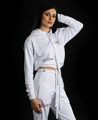 Bluza alba imprimata cu text si logo Fatai Style