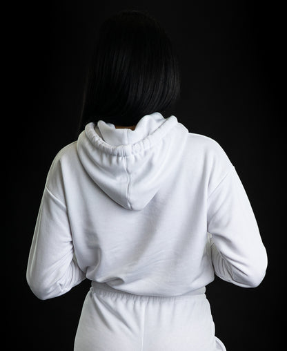 Bluza alba imprimata cu text si logo Fatai Style