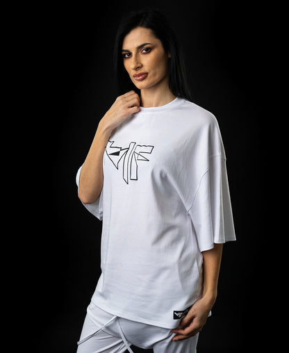 Tricou alb imprimat cu logo Fatai Style