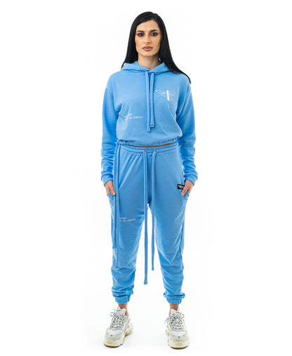 Trening dama bleu cu text imprimat