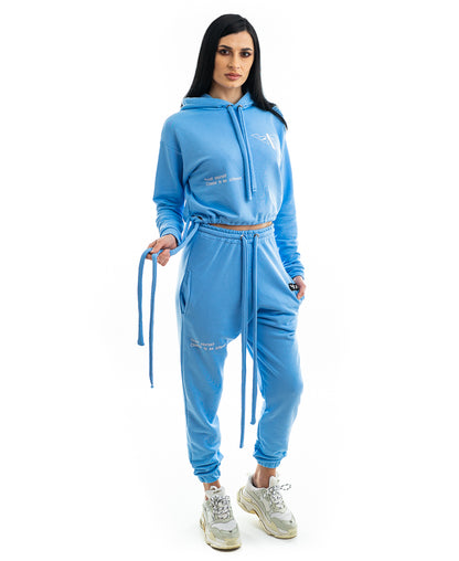 Trening dama bleu cu text imprimat