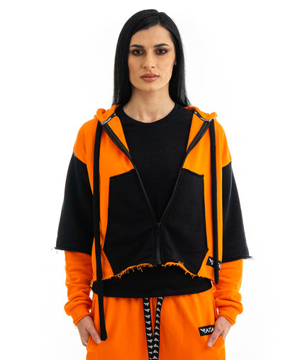 Bluza portocaliu si negru - tip 2in1
