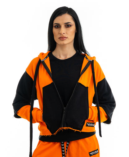 Bluza portocaliu si negru - tip 2in1