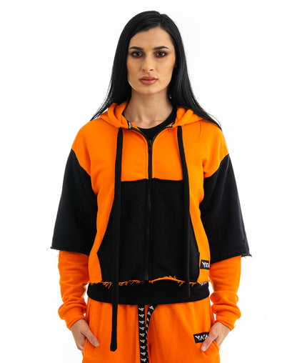 Bluza portocaliu si negru - tip 2in1
