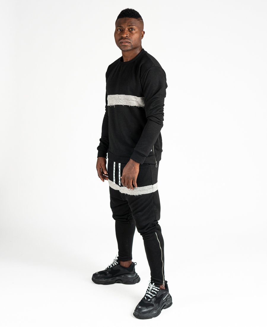 Black tracksuit with side zip - Fatai Style