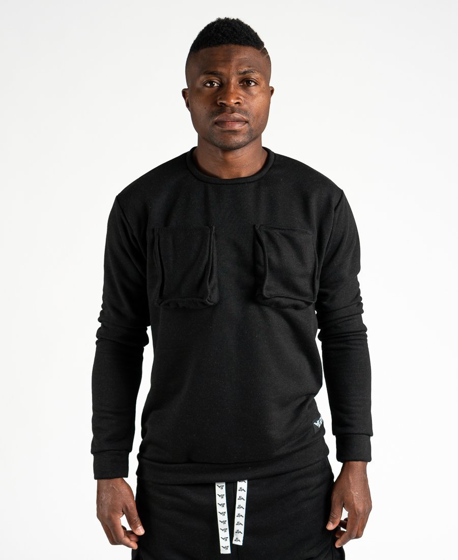 Black sweater with pockets - Fatai Style