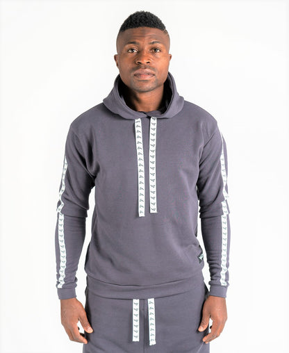 Hanorac gri cu benzi albe aplicate logo Fatai Style