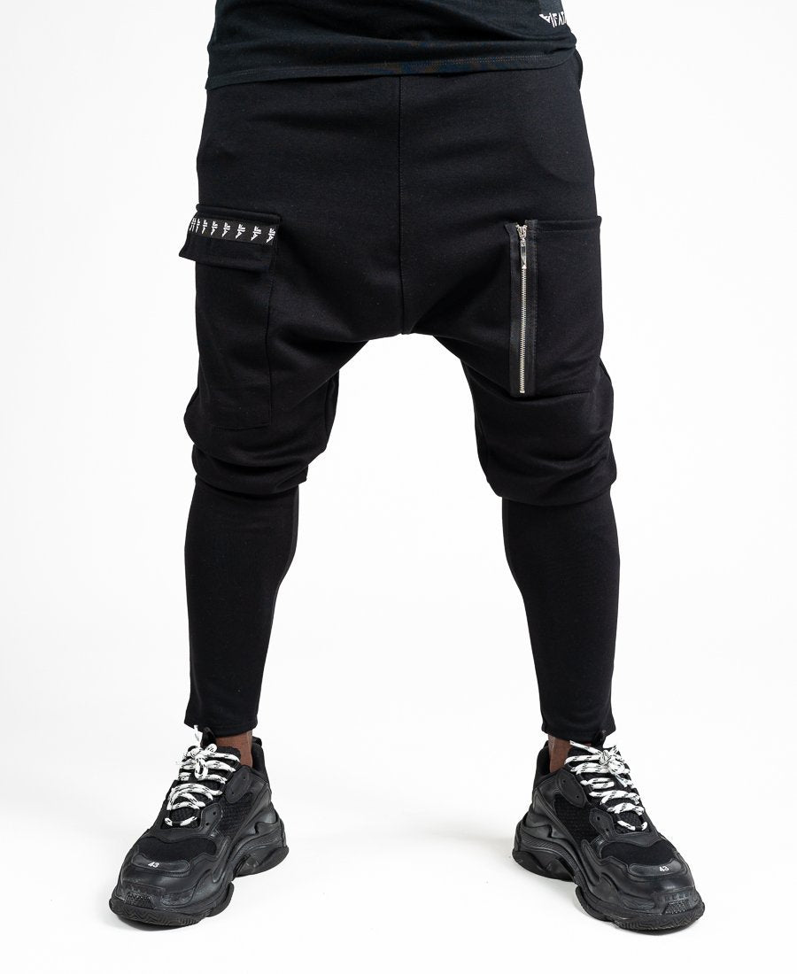 Black trousers with zip and logo design - Fatai Style