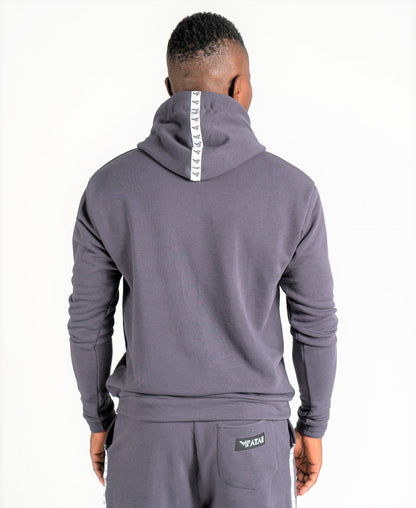 Hanorac gri cu benzi albe aplicate logo Fatai Style