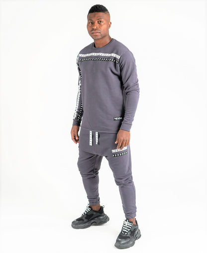Trening gri cu banda neagra si alba logo Fatai Style