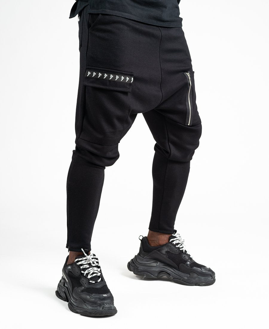 Black trousers with zip and logo design - Fatai Style