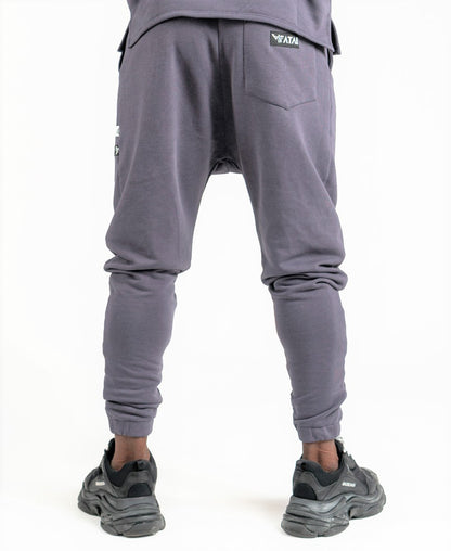Pantaloni gri cu detalii banda logo Fatai Style