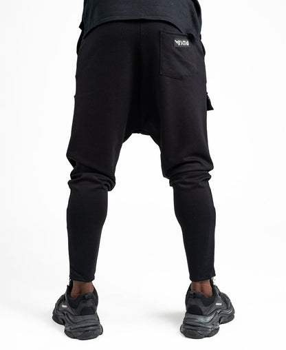Black trousers with zip and logo design - Fatai Style