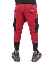 Încarcă imaginea în vizualizatorul Galerie, Pantaloni burgundy in combinatie cu negru
