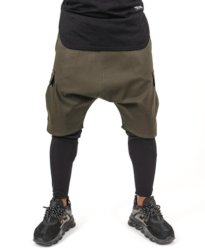 Pantaloni 2 in 1 kaki si negru