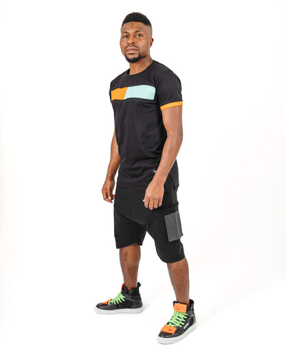 Tricou negru cu design in doua culori