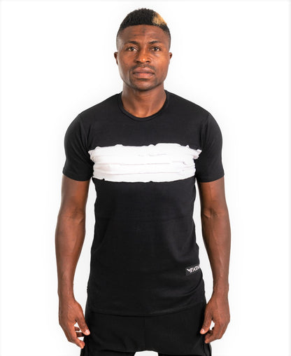 Tricou negru cu detalii albe