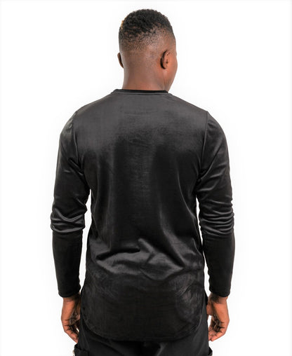 Bluza neagra de catifea