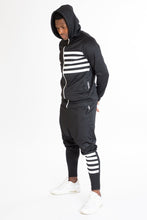 Încarcă imaginea în vizualizatorul Galerie, Black tracksuit with white stripes - Fatai Style
