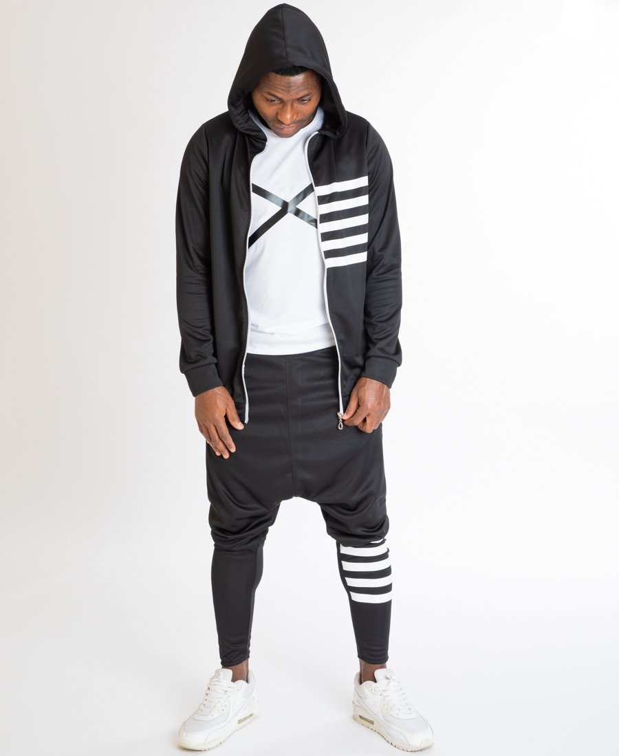 Black tracksuit with white stripes - Fatai Style
