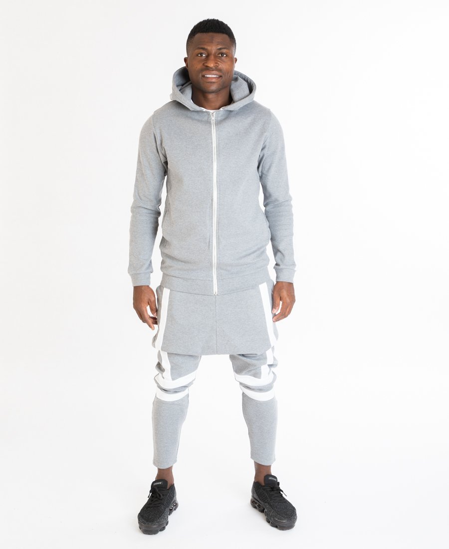 Grey tracksuit with white lines on the front - Fatai Style