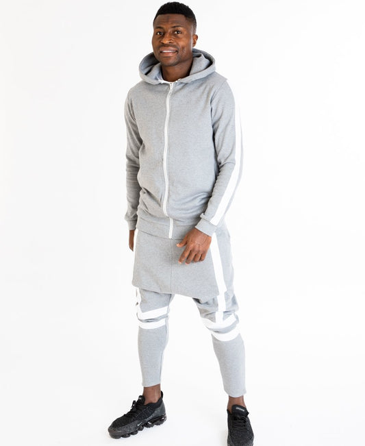 Grey tracksuit with white lines on the front - Fatai Style