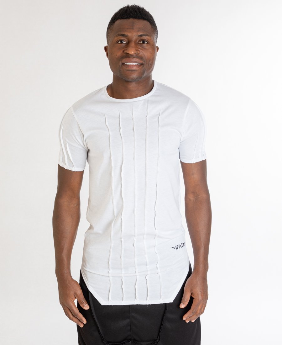 White t-shirt with vertical design - Fatai Style