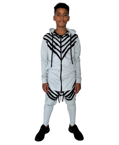 Trening unisex gri cu detalii negre si bretele pe interior tip ghiozdan