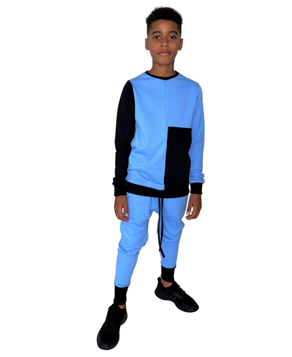 Trening unisex albastru cu detalii negre
