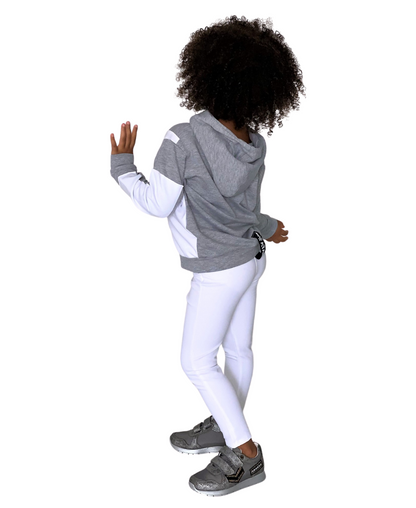 Compleu fete alb si gri (bluza+colant)