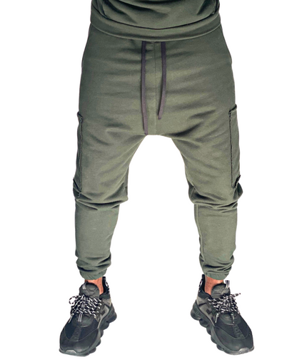 Pantaloni verzi cu buzunare laterale