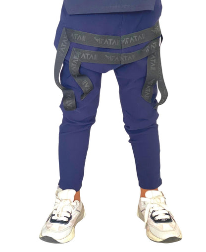 Pantaloni unisex bleumarin cu detalii cu logo