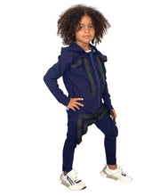 Încarcă imaginea în vizualizatorul Galerie, Bluza unisex bleumarin cu detalii logo - tip ghiozdan
