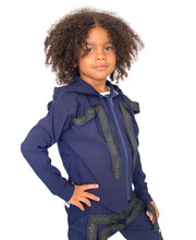 Încarcă imaginea în vizualizatorul Galerie, Bluza unisex bleumarin cu detalii logo - tip ghiozdan
