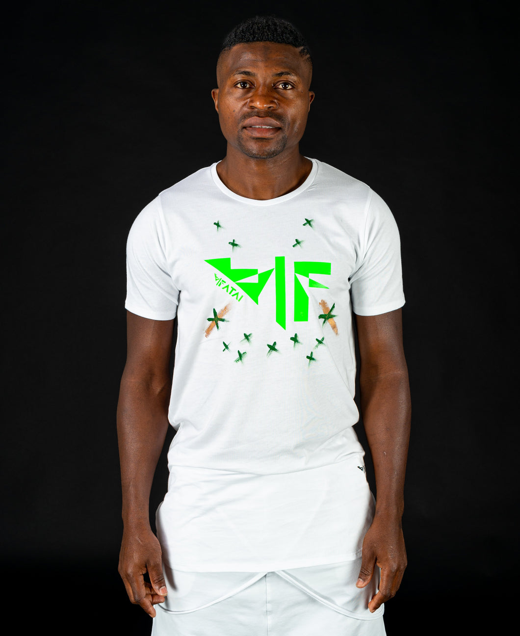 White t-shirt with green logo - painted - Fatai Style